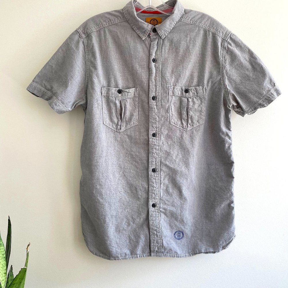 Stapleford Mens S Short Sleeve Grey Chambray Shirt